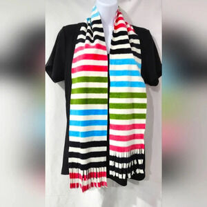 Old Navy Fleece Fringed Scarf Multi-Colored Stripes Winter Warm Cozy Soft